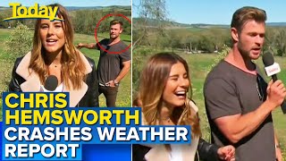 Chris Hemsworth crashes live TV weather report | Today Show Australia