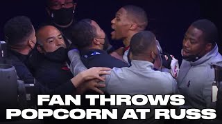 Russell Westbrook Tries to Confront Fan That Threw Popcorn on Him