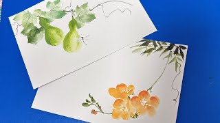 八月の草花絵ひょうたんやノウゼンカズラHow to easily draw a gourd and trumpet vineほのぼの一筆画33🤗2024