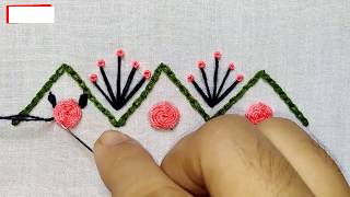 Hand Embroidery stitches border tutorial for beginners step by step,হাতের কাজ, নকশী কাথা সেলাই