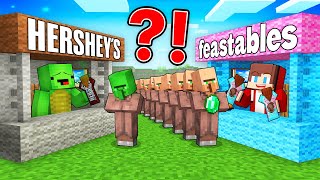 JJ and Mikey: FEASTABLES vs HERSHEYS Chocolate Battle in Minecraft - Maizen