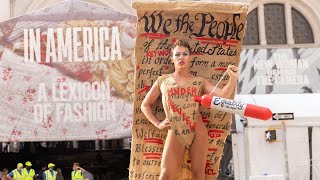 Met Gala Look Made With Drop Cloth and Wall Paneling