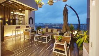 Private Terrace of River View Apartment designed by Tanuja and associates