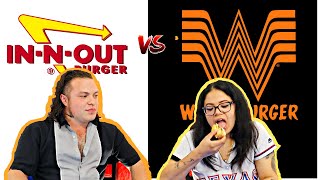 Texans Try WHATABURGER VS IN-N-OUT | BURGERS AND FRIES