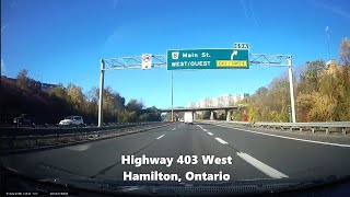 Drive from Guelph, Ontario to Hamilton via Highway 6 and Highway 403 (Oct. 24/24)