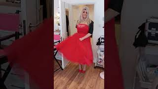 Crossdresser in Red Ballgown