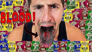 Eating WARHEADS Until My Mouth BLEEDS Challenge | Bodybuilder VS Extreme Sour Ca