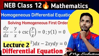 🔥Homogeneous Differential Equation || Class 12 Mathematics|| Full concept💯