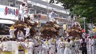 海老江 太鼓地車パレード 北之町 南之町 西之町 東之町 枕太鼓 だんじり 大阪市福島区 海老江八坂神社夏祭り本宮