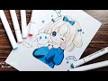 How to draw draw girl anime with colour | Anime girl drawing cute easy full body | step by step