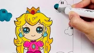 Princess PEACH Coloring Page | Fun & Easy Tutorial for Kids | SUPER MARIO Coloring Sheets