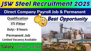 Jsw Steel Ltd Company Job Vacancy । Recruitment 2025 For ITI Freshers