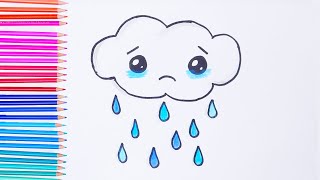 How to Draw a Cloud Rain | Easy drawings