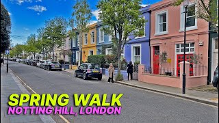 Walking and strolling down the colourful streets of Notting Hill, London on a lovely spring day 🌸