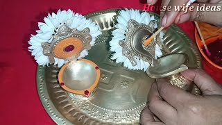 శంఖు చక్ర దీపాలు అలంకరణ | shanku chakram decoration | venkatesh swamy shanku chakra Diya decoration