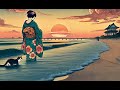 shamisen x blues guitar 三味線【strolling at sunset】slow rhythm background music for studying or work