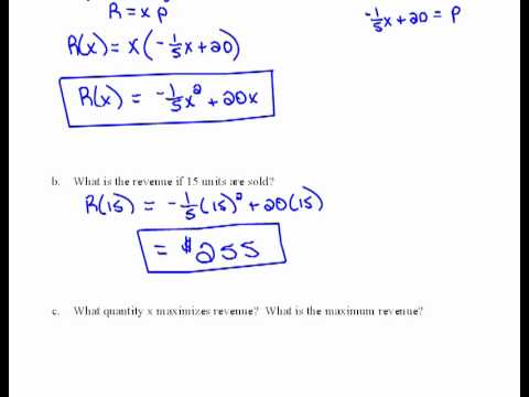 Building a Revenue Function EX. 2 4.4 Building a Revenue Function EX. 2 4.4