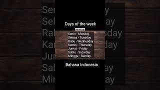 days of the week #bahasaindonesia #languagelearning #bahasa #indonesia #duolingo