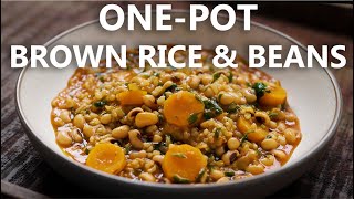 Brown Rice and Black Eyed Beans 🫘 High Fiber and Protein One Pot Meal for Vegans (Super Easy)