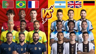 Portugal Brazil France 🆚 Argentina England Germany 🔥 Triple comparison 💪