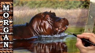 Speed Painting - Wildlife Art Hippo by Jason Morgan