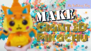 Build a GIANT Pikachu 3D [[My Building Vlog]] with Perler Beads ~ Part 2