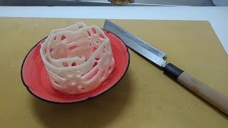 蛇籠蓮根　作り方　細工野菜　Lotus Cutting Japan