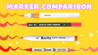 Grabie, Arrtx \u0026 Shuttle Art Acrylic Markers - which do you think is best? #acrylicmarker #review