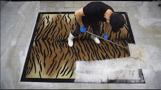 Washing a very interesting rug in TIGER patterns. All cleaning process and relaxing music 😍🌊