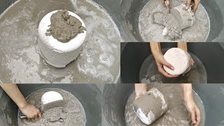 Asmr Soft pure cement coated with white cement crumbling, Cutting, Dipping \u0026 slicing in water