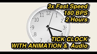 Ticking clock sound 2 hours NO ADS DURING VIDEO 3x fast speed 180 bpm