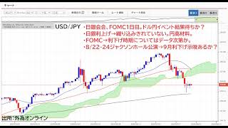 明日、日銀会合結果＋植田総裁会見の予定。ドル円さすがに様子見か？明日利上げなら円高へ。