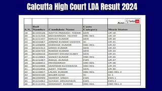 Calcutta High Court LDA Result 2024 | Cut Off Marks, Merit List