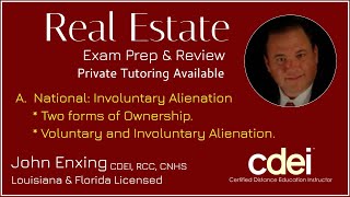 Real Estate Exam Review National Involuntary Alienation