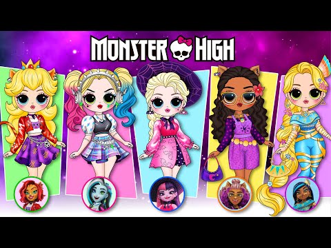 Disney Princess, Harley Quinn & Peach Become Monster High G3 30 DIY Arts & Paper Crafts