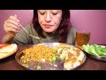 eating chicken momo dumplings and spicy noodles momo noodleschallenge asmr eating show mukbang