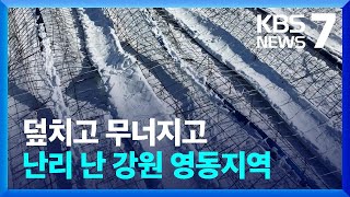 무거운 ‘습설’에 ‘우지끈’…영동 눈 피해 속출 / KBS  2024.01.22.