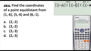 Problem No. 454. Find the coordinates of a point equidistant from (1,-6), (5,-6) and (6,-1).