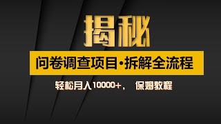 问卷调查项目，在家就能做，全教程已出，拿去不谢