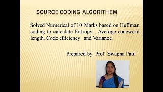 Solved Numerical on Huffman Coding