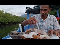 fishing and grilling sultan fish on a boat it really feels delicious