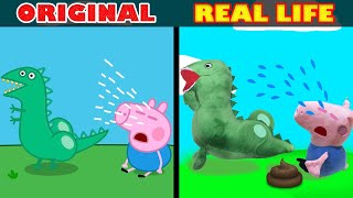 George Pig Cried When the Dinosaur Pooped !!! - Peppa Pig Original vs Real life | Peppa Pig