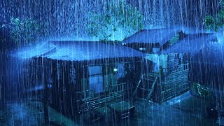 Heavy Rain On Roof For Deep Sleep \u0026 Insomnia Relief - Night Thunderstorm For Insomnia, Study, Relax