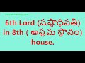 6th lord in 8th house. MS Astrology - Vedic Astrology in Telugu Series.