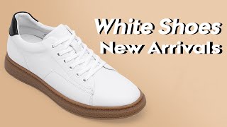 CHAMARIPA Height Increasing Sneakers - Men's Full-Grain Leather Shoes- White - 5 CM taller