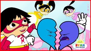 Ryan Emma and Kate save Valentine from the heart monster | Cartoon Animation for Children