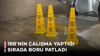 Taksim Meydanı’ndaki boru patladı, metro istasyonuna su aktı