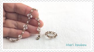 丸大ビーズと特小ビーズで作るブレスレット/Bracelet made of seed beads/