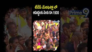 టీడీపీ మేనిఫెస్టో లో ఆడబిడ్డలకు నెలకు రూ 1500 | TDP Manifesto Chandrababu About Ladies | Prime9 News