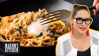 My love affair with fusion pasta continues | Thai Spicy Pork & Basil Spaghetti - Marion's Kitchen